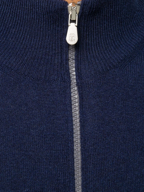 fine knit zipped front cardigan