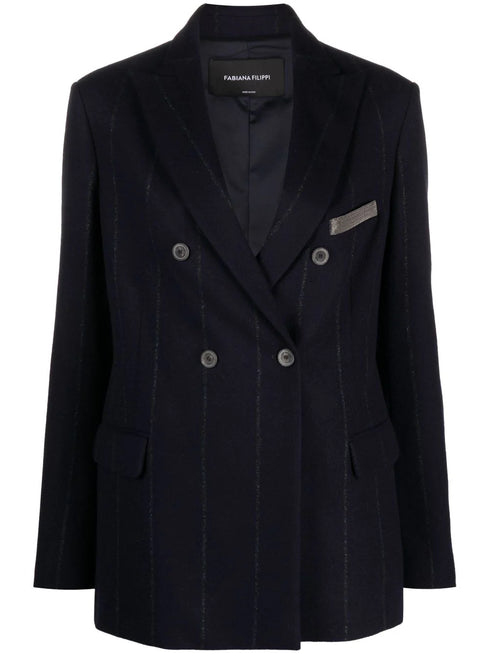 blazer cruzado con detalle de rayas