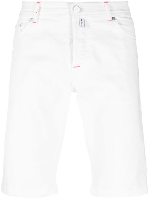 logo-patch denim shorts