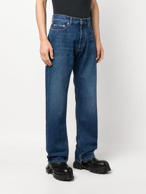 high-waist straight-leg jeans
