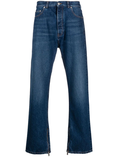 high-waist straight-leg jeans