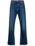 high-waist straight-leg jeans