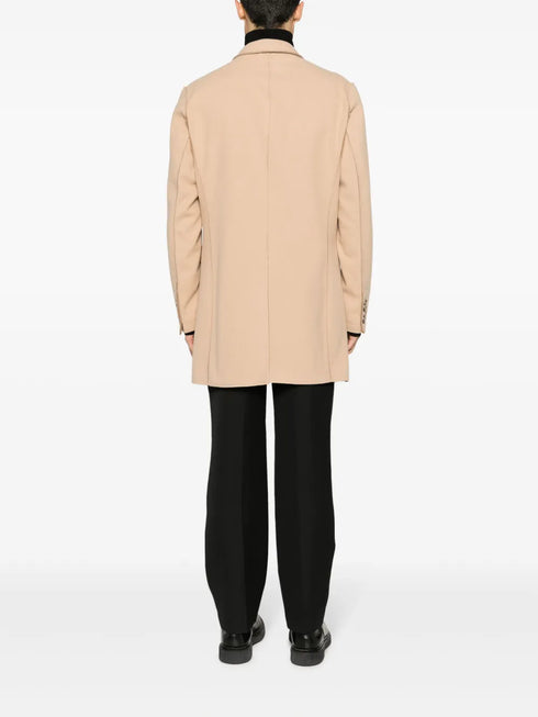 exposed-seam single-breasted midi coat