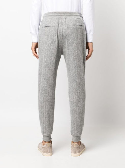 striped cashmere-blend track pants