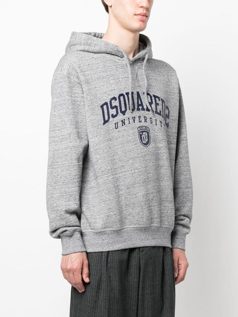 logo-print mélange-effect hoodie