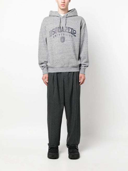 logo-print mélange-effect hoodie