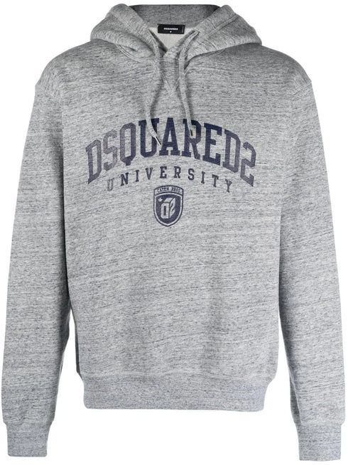 logo-print mélange-effect hoodie