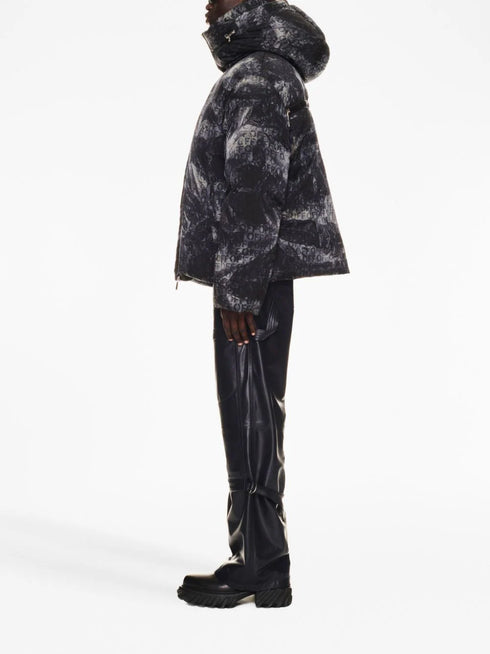 logo-jacquard puffer jacket