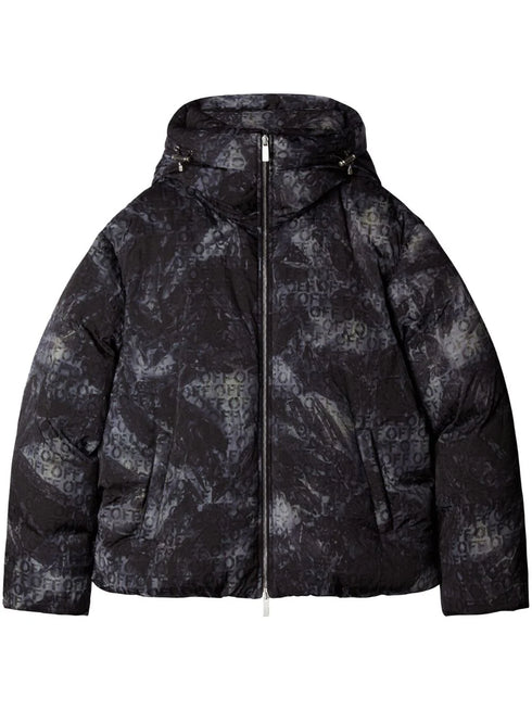 logo-jacquard puffer jacket