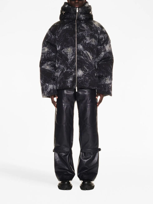 logo-jacquard puffer jacket