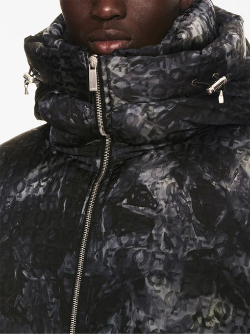 logo-jacquard puffer jacket
