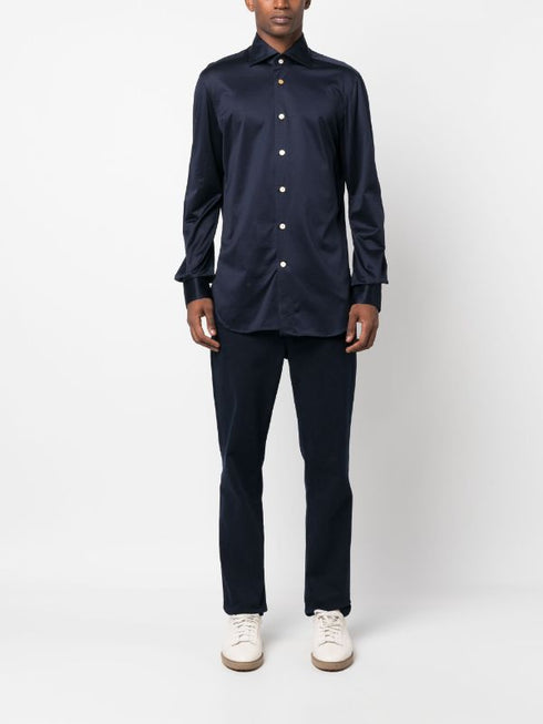 slim-cut cotton shirt