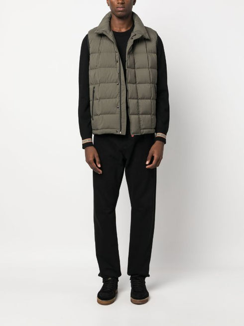 zip-up quilted down gilet