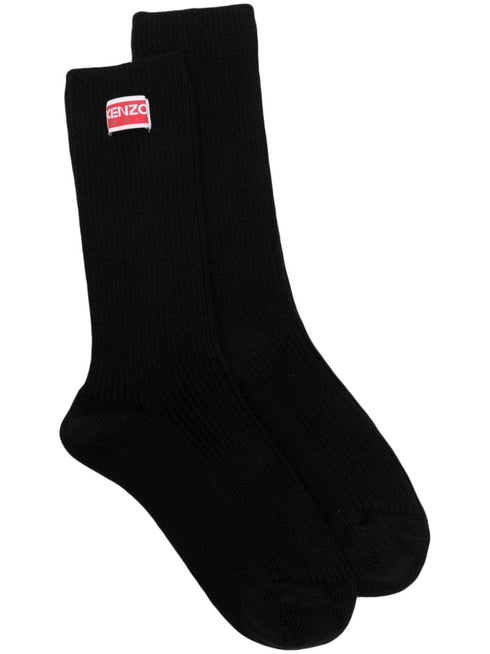 logo-patch ribbed-knit socks