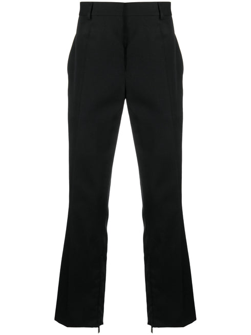 straight-leg wool trousers