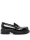 Diag-stripe leather loafers