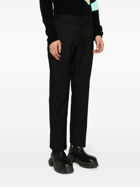 high-waisted straight-leg cropped trousers