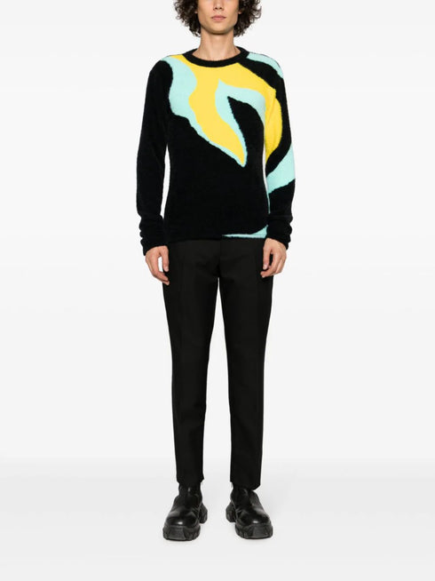 high-waisted straight-leg cropped trousers