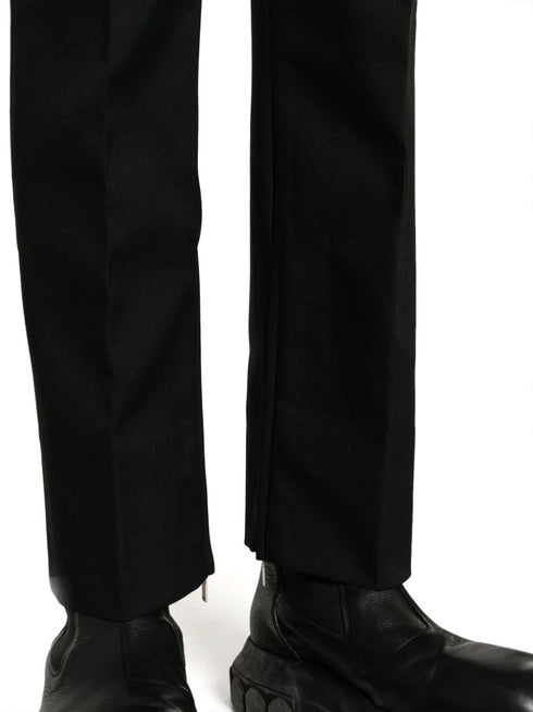 high-waisted straight-leg cropped trousers