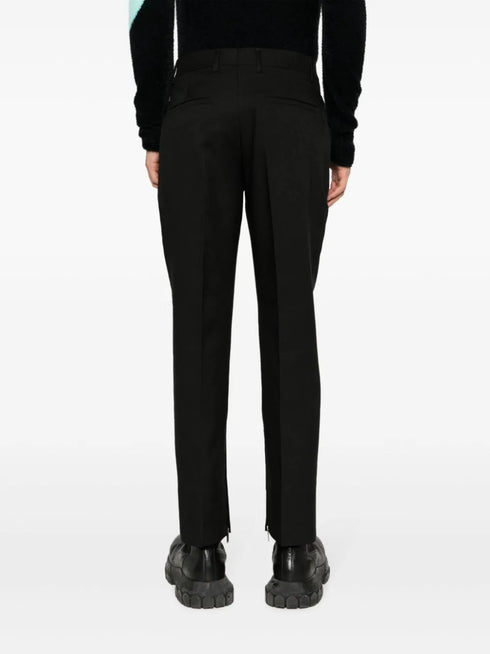 high-waisted straight-leg cropped trousers