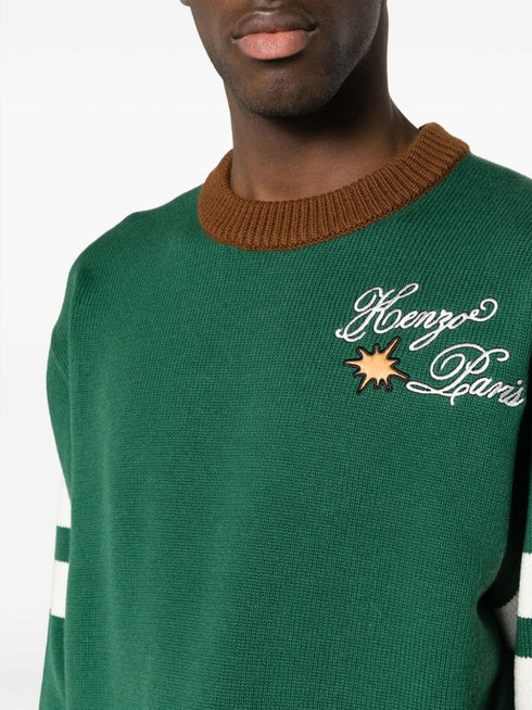 logo-embroidered wool-blend jumper