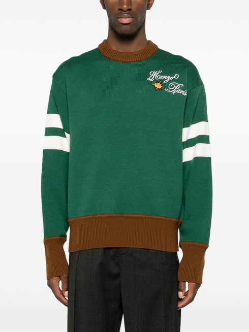 logo-embroidered wool-blend jumper