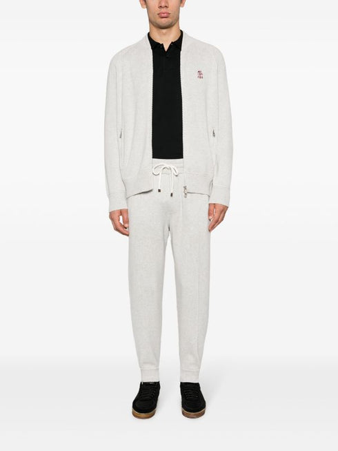 logo-embroidery cashmere cardigan