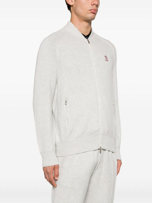 logo-embroidery cashmere cardigan