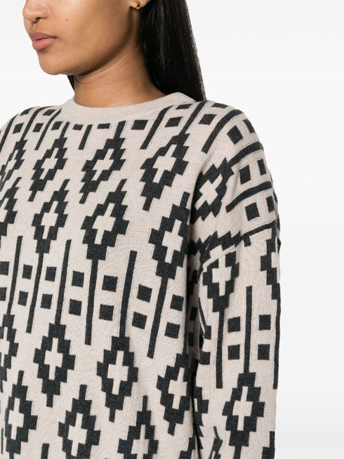 джемпер из смеси натуральной шерсти и жаккарда
