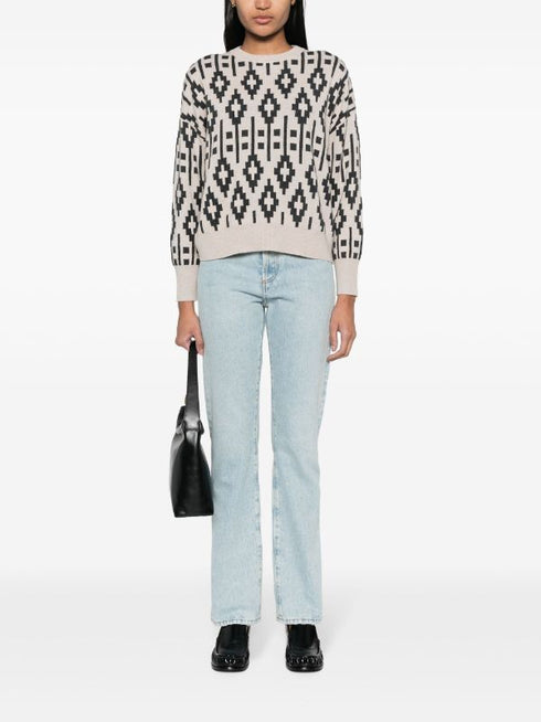 джемпер из смеси натуральной шерсти и жаккарда