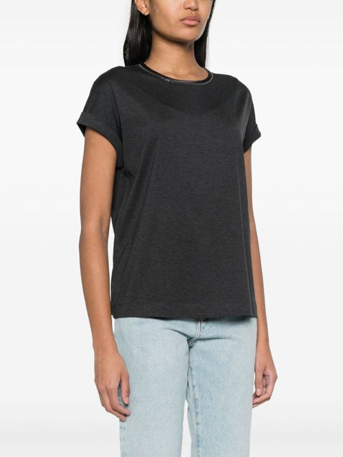 keyhole-detail cotton T-shirt