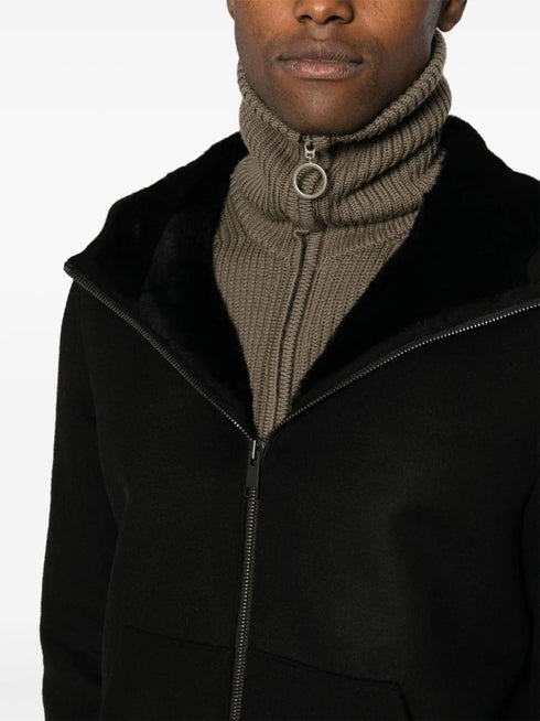 slouch-hood wool-blend jacket