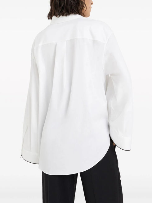 contrast-border poplin shirt