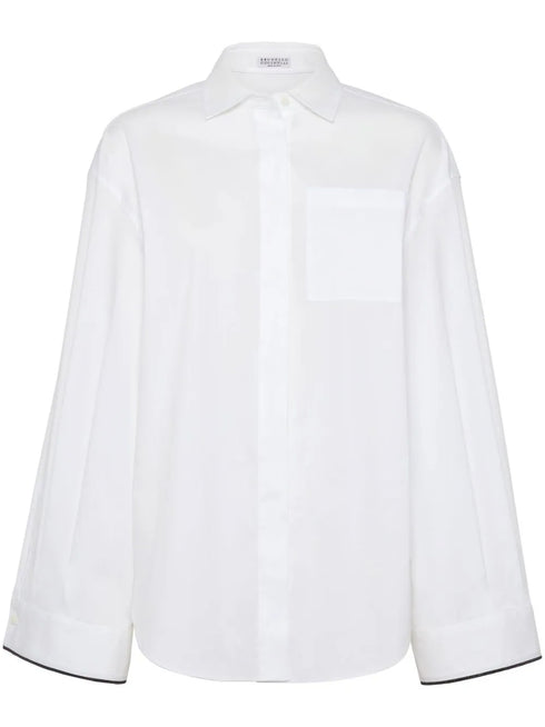 contrast-border poplin shirt