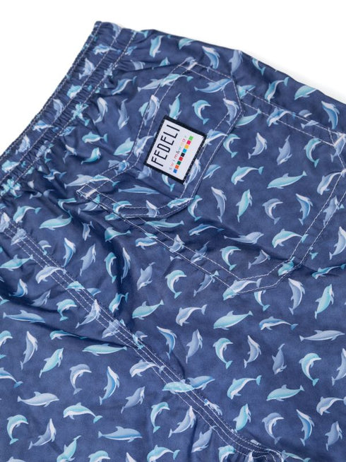 graphic-print drawstring-waistband swim shorts