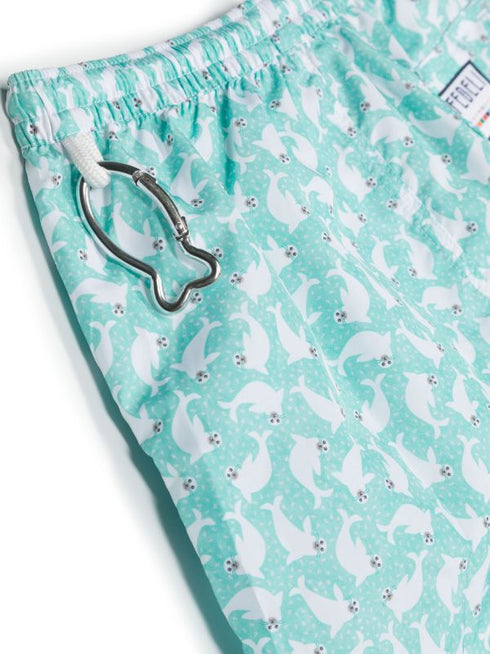graphic-print drawstring-waistband swim shorts