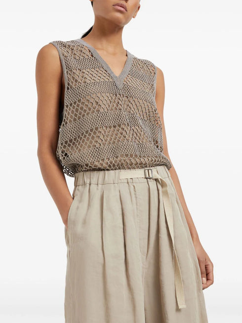 belted cotton-organza trousers