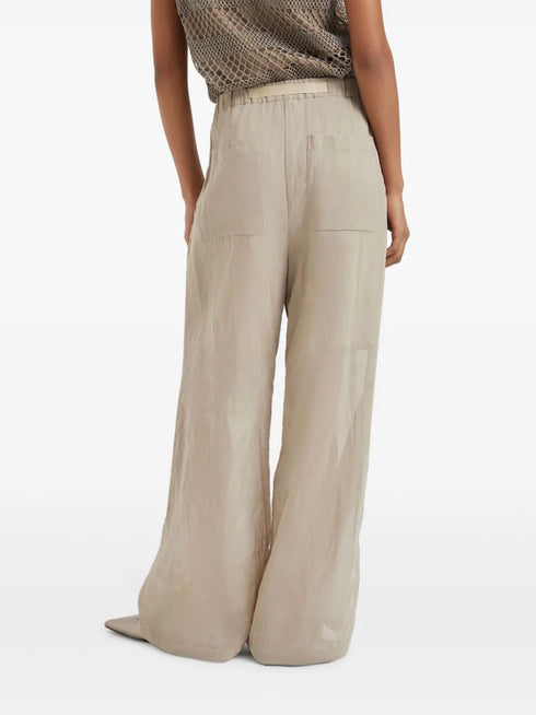 belted cotton-organza trousers