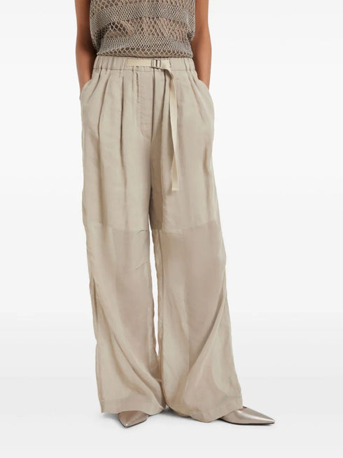 belted cotton-organza trousers