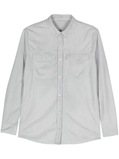 press-stud suede shirt