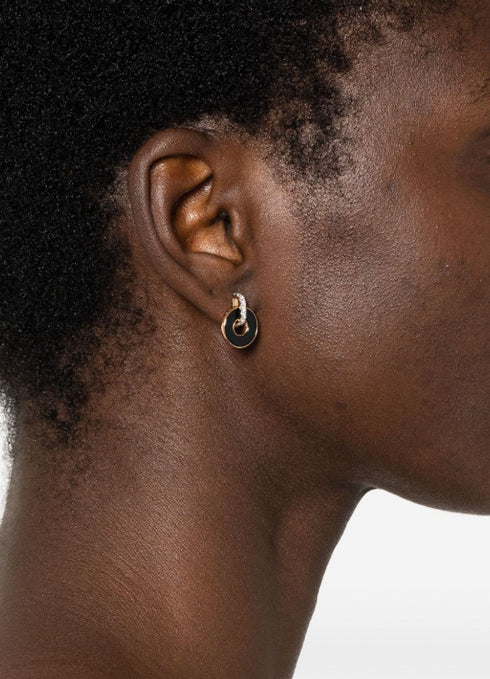 18kt rose gold onyx and diamond earrings