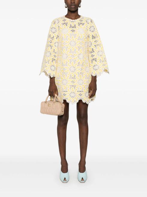 Minivestido de encaje dorado