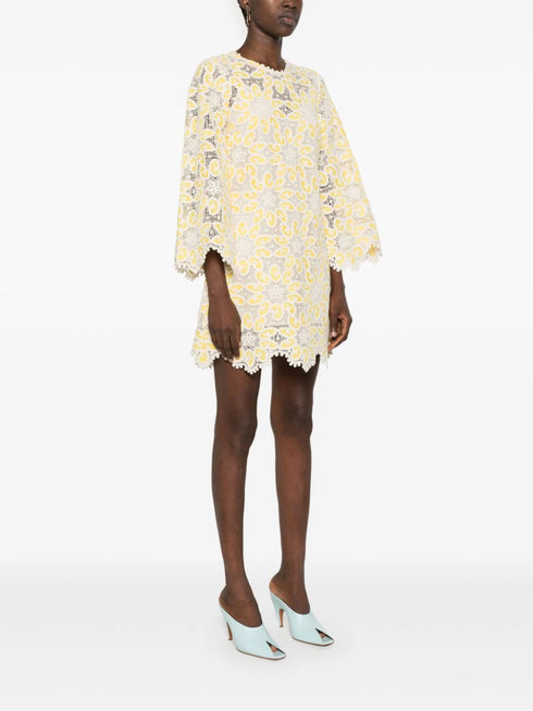 Minivestido de encaje dorado
