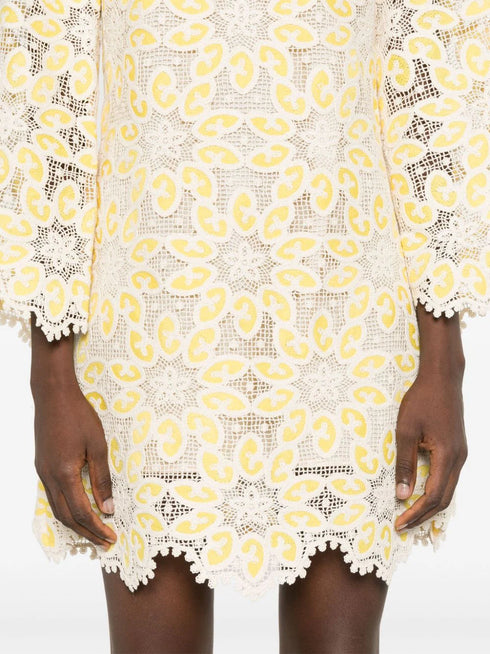 Minivestido de encaje dorado