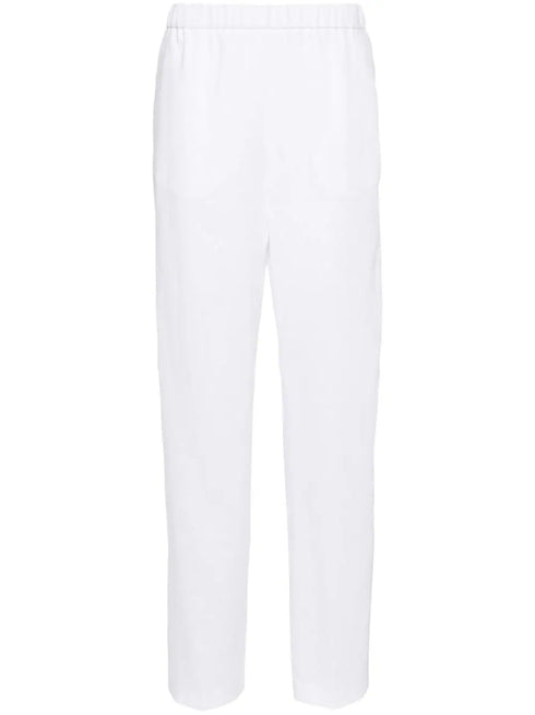 pantalones cónicos de chambray con ribete de tubo