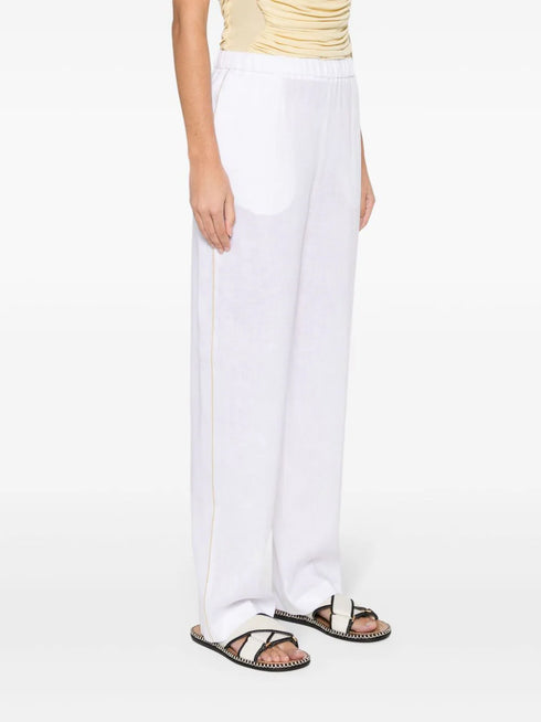 pantalones cónicos de chambray con ribete de tubo