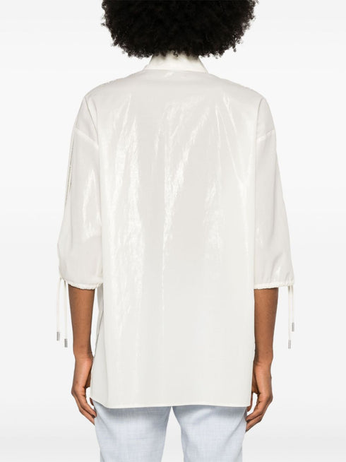 Camisa de tafetán con detalles de cuentas
