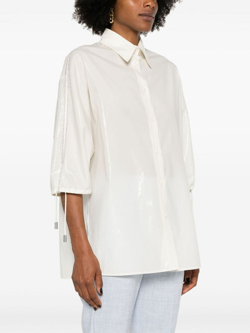 Camisa de tafetán con detalles de cuentas