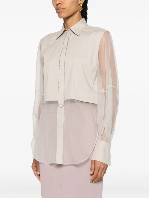 Monili-chain panelled shirt