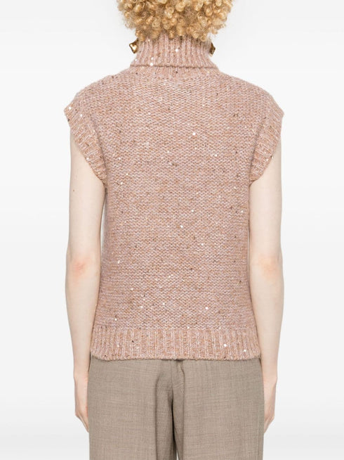 roll-neck sleeveless jumper
